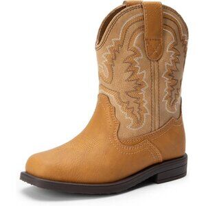 Boys Girls Cowboy Boots Toddler Kids Western Square Toe Mid Calf Brown Boots